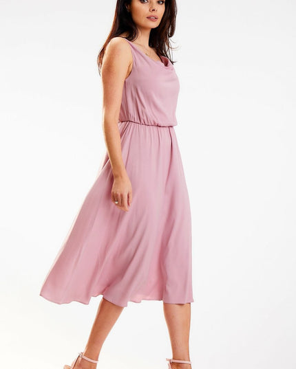Robe midi fluide plissée