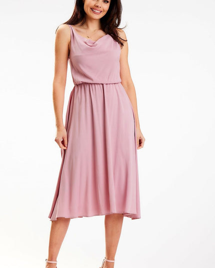 Robe midi fluide plissée