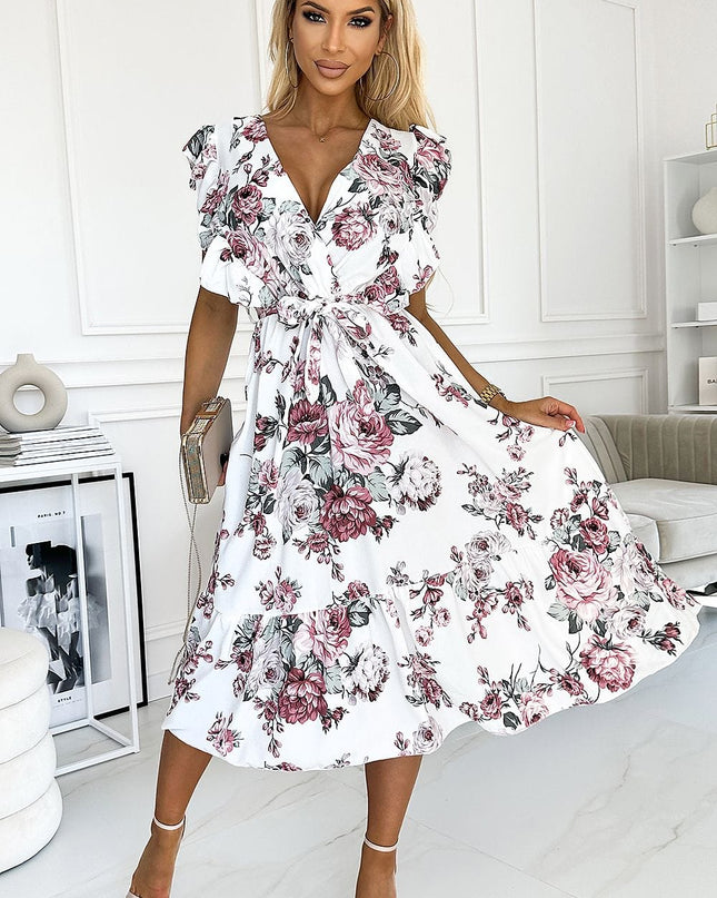 Robe midi florale enveloppante
