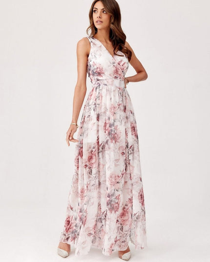 Robe longue en mousseline florale