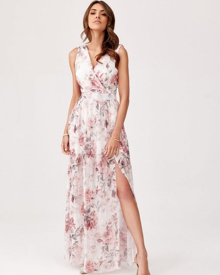 Robe longue en mousseline florale