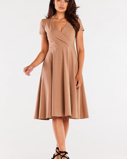 Robe midi encolure enveloppante