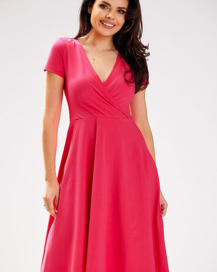 Robe midi encolure enveloppante