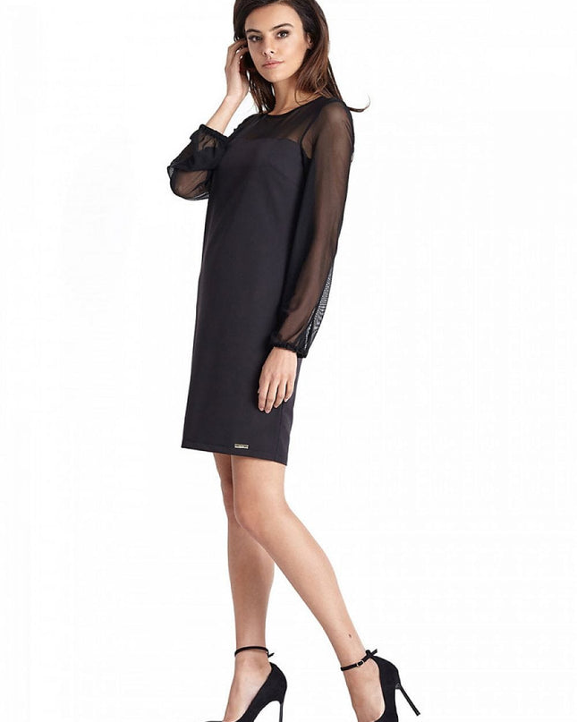 Robe noire manches transparentes