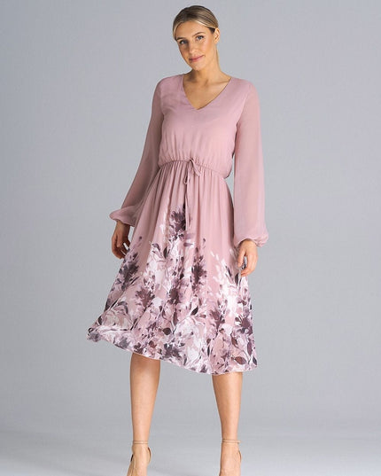 Robe évasée manches longues florale