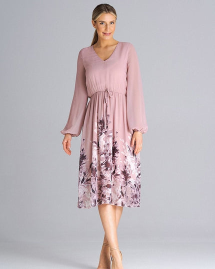 Robe évasée manches longues florale