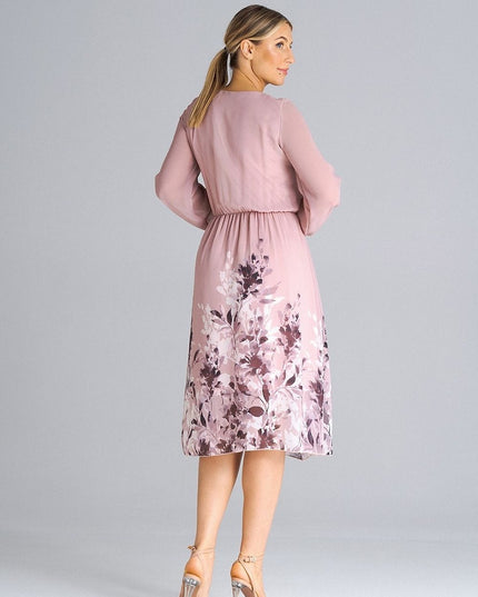 Robe évasée manches longues florale