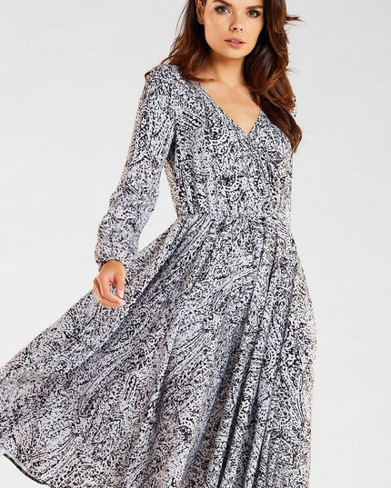 Robe midi encolure enveloppante