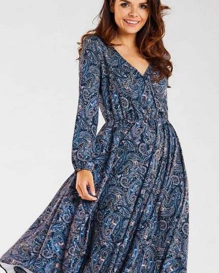 Robe midi encolure enveloppante