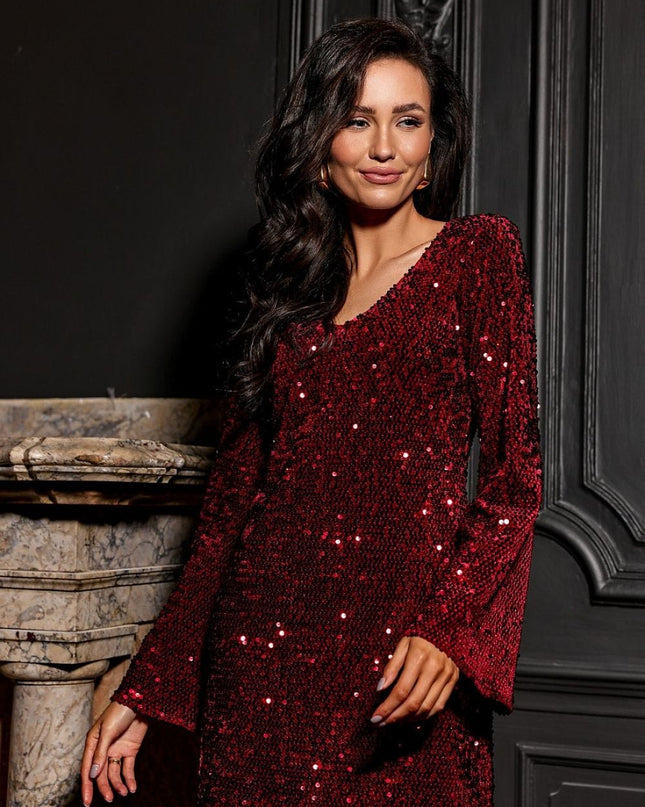Robe à paillettes rouge mini