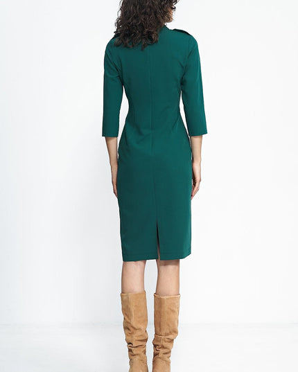 Robe ajustée rouille col rond