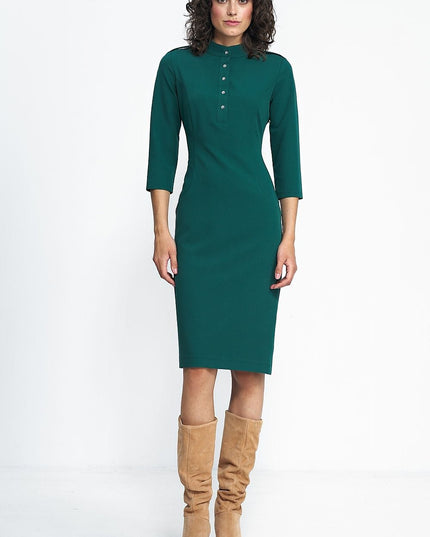 Robe ajustée rouille col rond