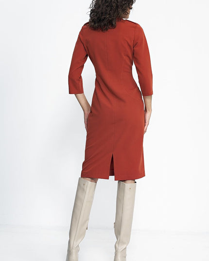 Robe ajustée rouille col rond