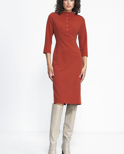 Robe ajustée rouille col rond