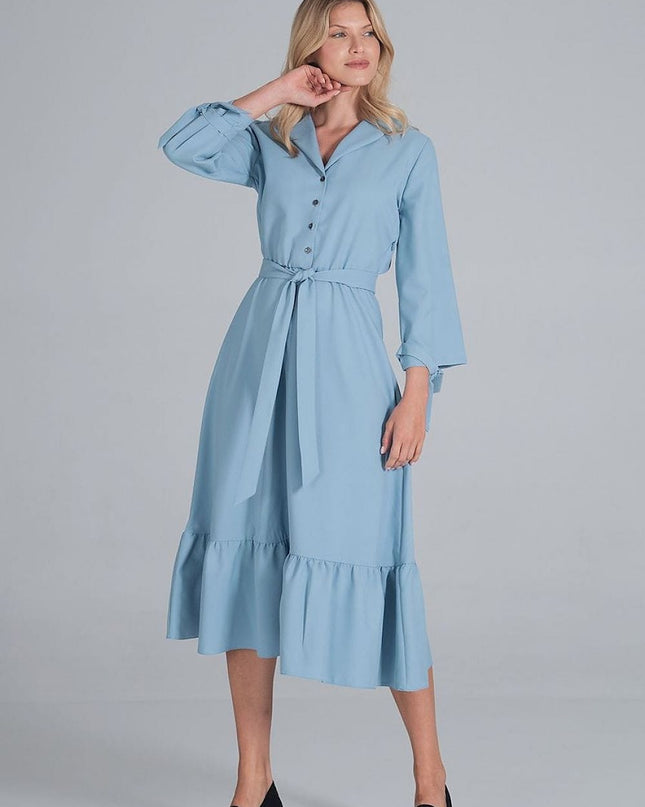 Robe longue évasée col v