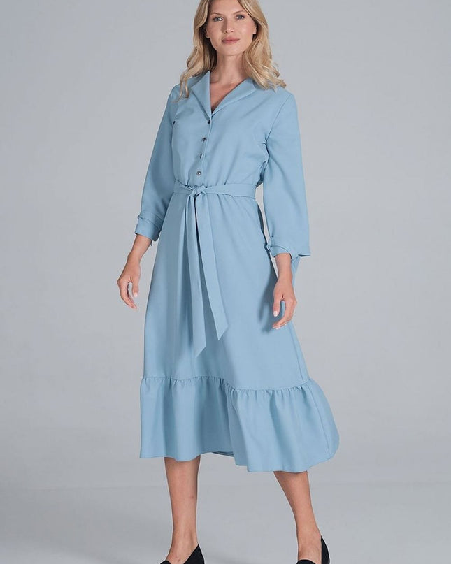 Robe longue évasée col v