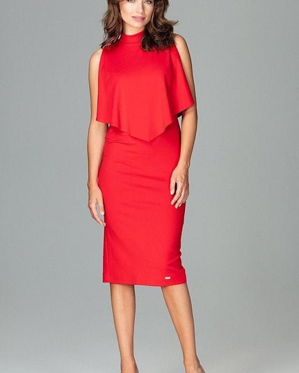 Robe ajustée col montant cape