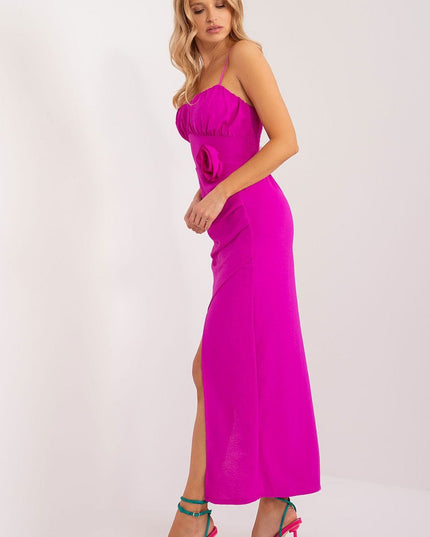 Robe midi fendue verte chic