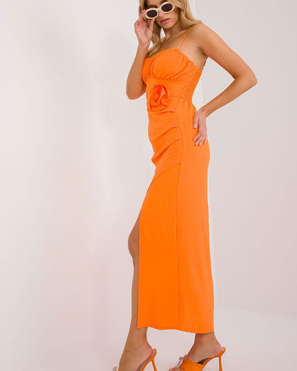 Robe midi fendue verte chic