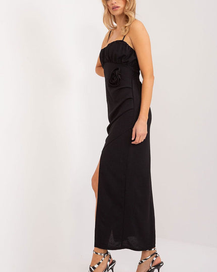 Robe midi fendue verte chic