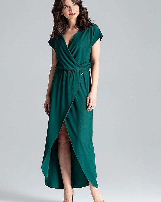 Robe longue manches kimono fendue