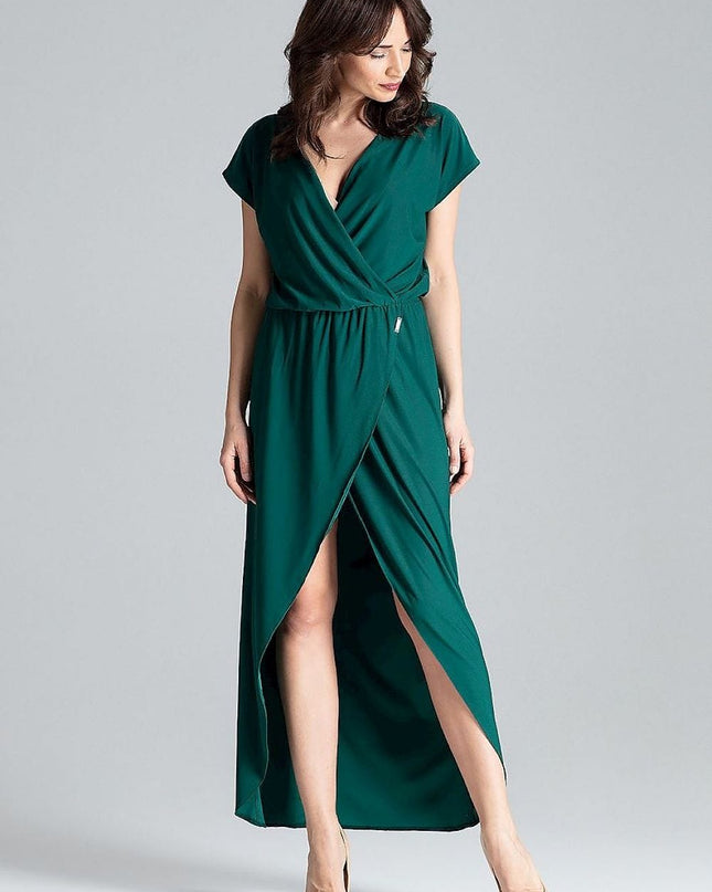 Robe longue manches kimono fendue