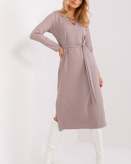 Robe chocolat à manches longues