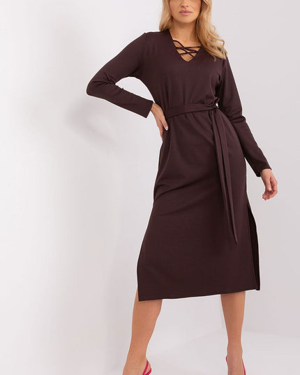 Robe chocolat à manches longues