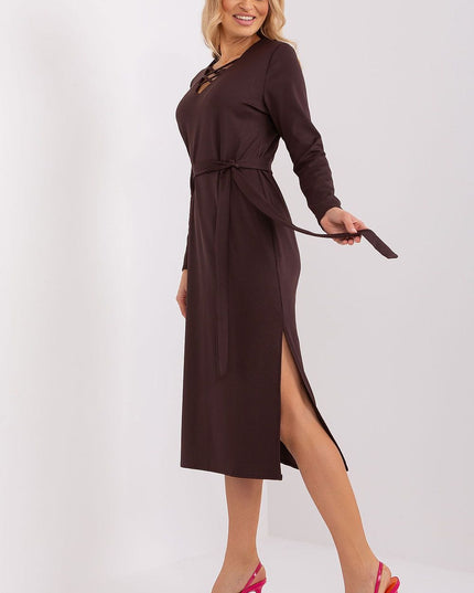 Robe chocolat à manches longues