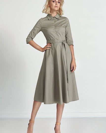 Robe midi en coton émeri