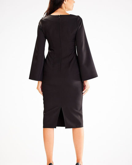 Robe midi encolure v manches fendues