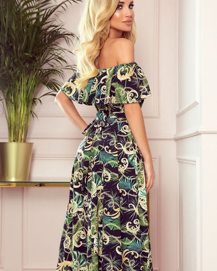 Robe longue à fleurs roses
