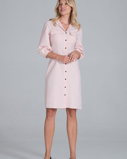 Robe chemise midi beige
