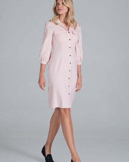 Robe chemise midi beige