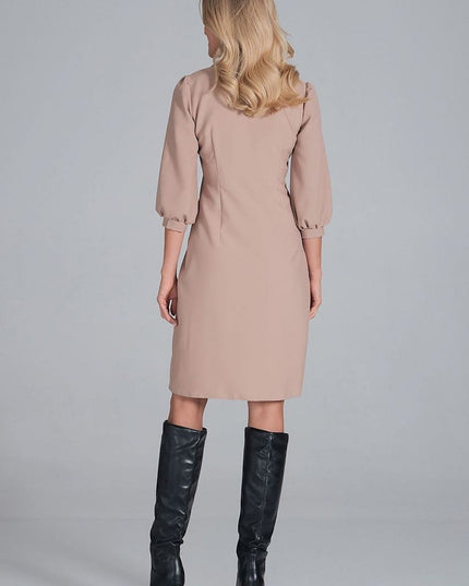 Robe chemise midi beige