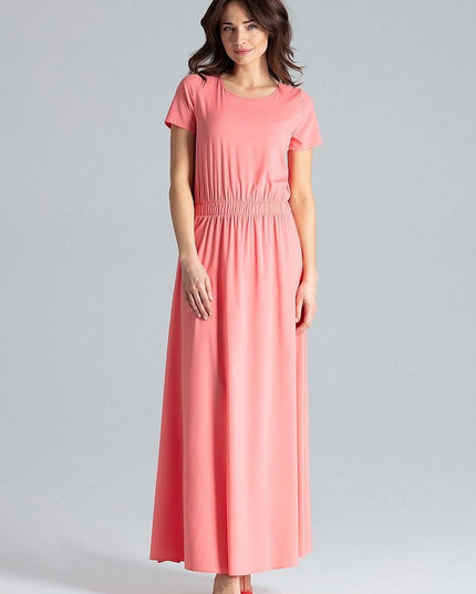 Robe longue à manches courtes