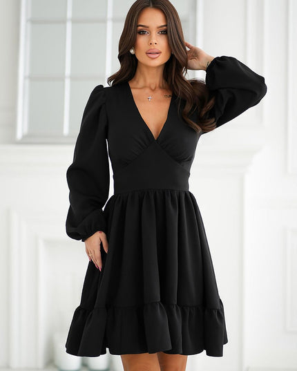 Robe évasée manches bouffantes