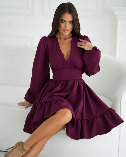 Robe évasée manches bouffantes