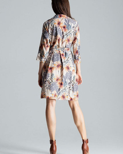 Robe chemise beige nouée