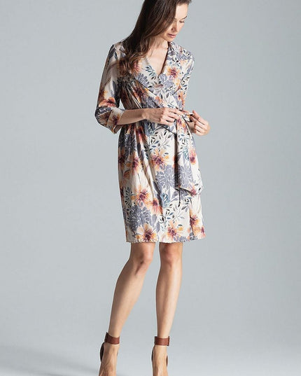 Robe chemise beige nouée