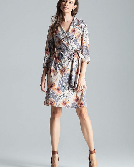 Robe chemise beige nouée