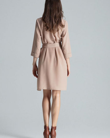 Robe chemise beige nouée