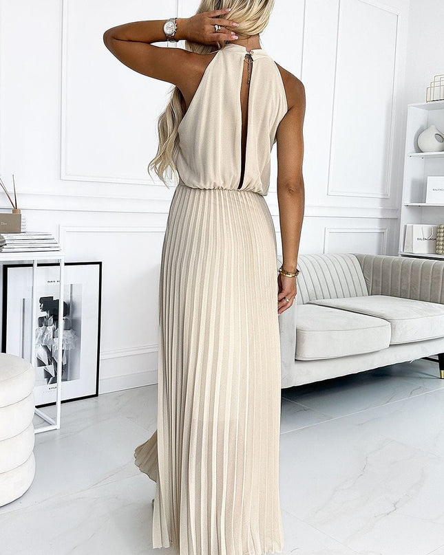 Robe midi en mousseline plissée