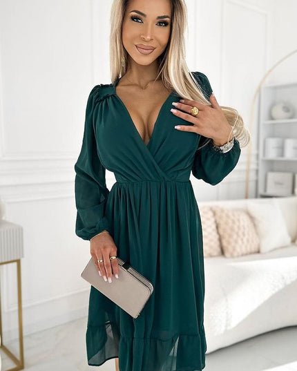 Robe midi en mousseline beige