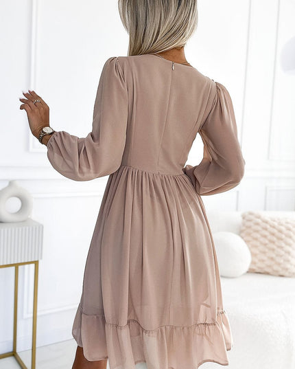 Robe midi en mousseline beige