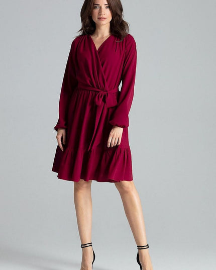 Robe midi beige manches longues