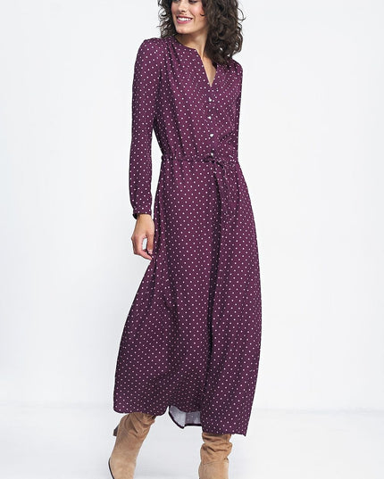Robe longue à pois bleue