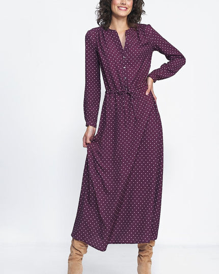 Robe longue à pois bleue