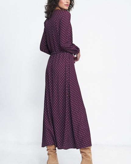 Robe longue à pois bleue