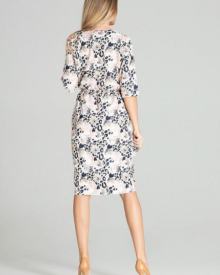 Robe midi bleue à manches 3/4